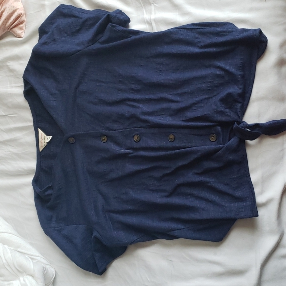 Navy Front Tie Top L